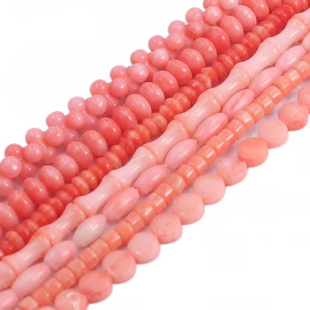 Wholesale Natural Real Pink Coral Fashion Loose Bead Isolation Spacer Beads For Jewelry Making DIY Bracelet Necklace 15\