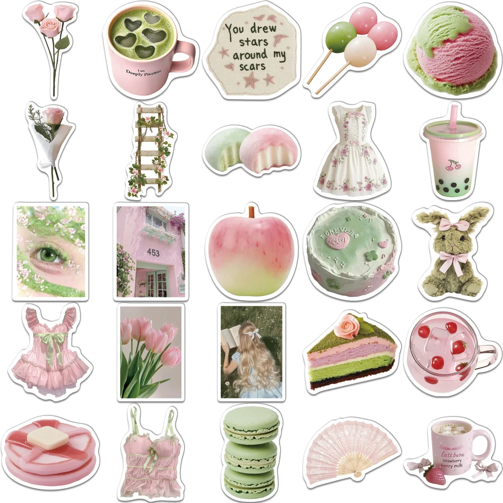 50 قطعة من ملصقات الرياح الإبداعية في أوائل الصيف للفتيات Dream Pastel Ins، تزيين الحساب، جراب هاتف DIY، ملصقات الكمبيوتر المحمول