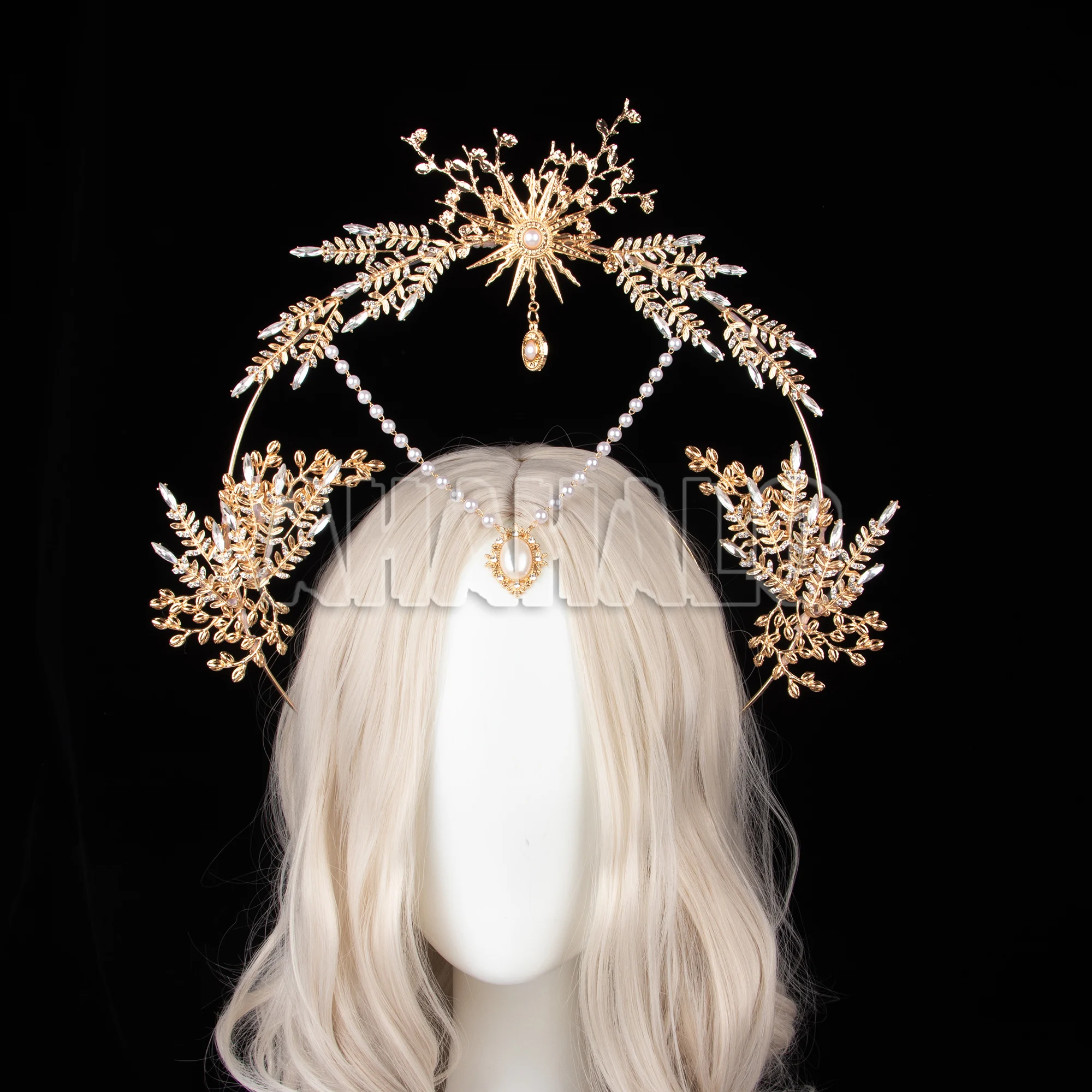 Mary Apollo Sun Goddess Halo Headwear Lolita Golden Exaggerated Headpiece Women Party  Photography Headband Finished Product