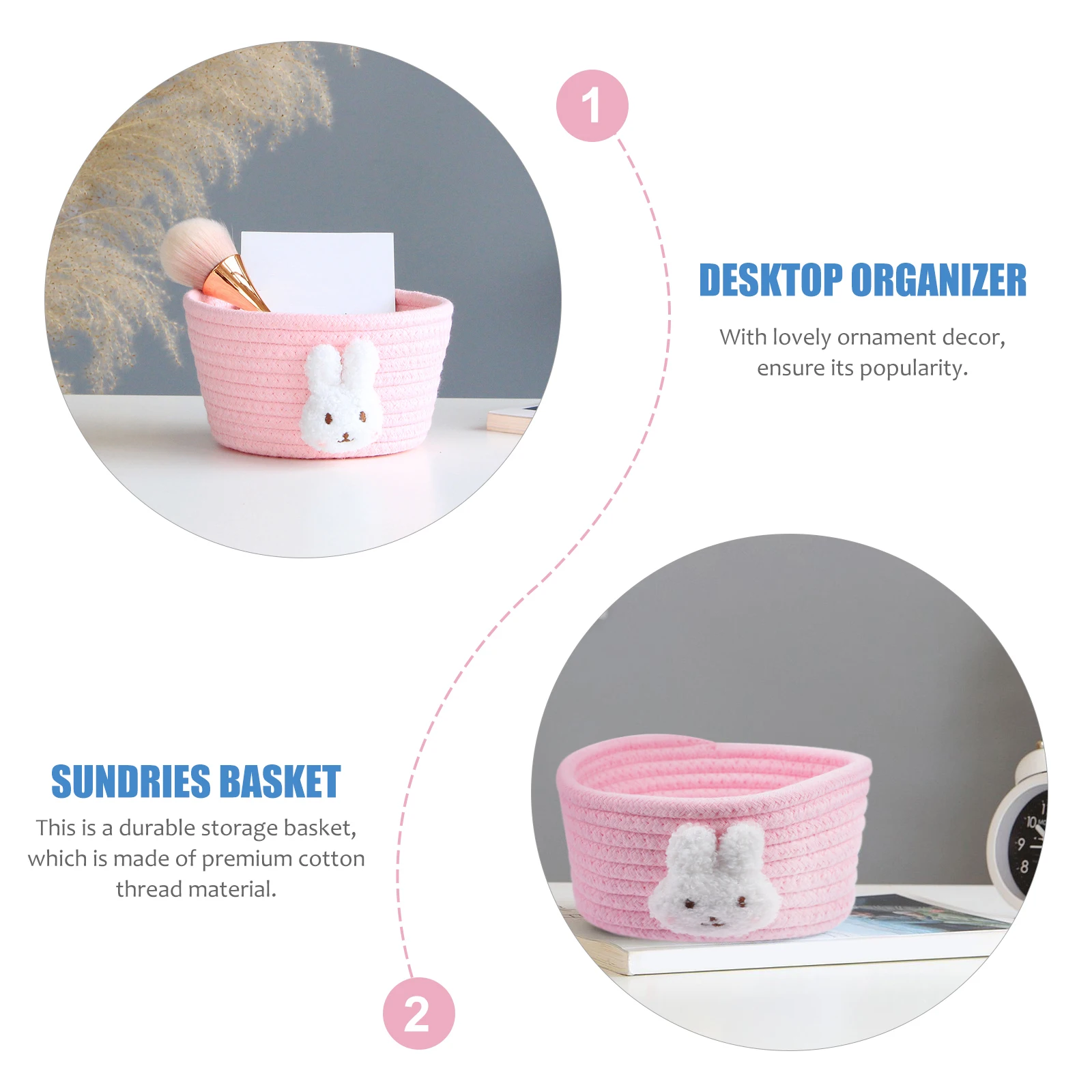 

1pc Cotton Rope Woven Storage Basket Desktop Organizer For Sundries Home Living Room Hotel Use Woven Basket For Home Storage