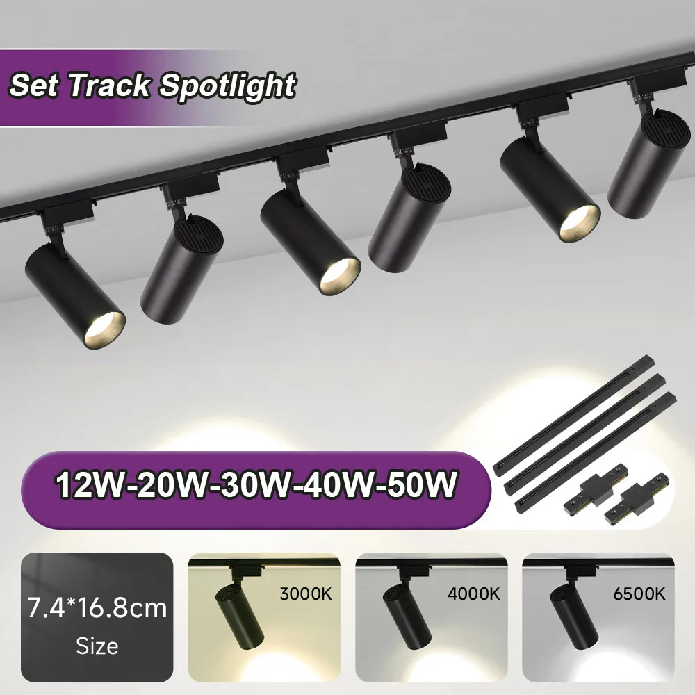 LED الأضواء 220 فولت مجموعة Led أضواء المسارات إضاءة السقف السكك الحديدية ضوء السقف تجهيزات الإضاءة لمتجر الملابس ديكور المنزل بقعة ضوء #4