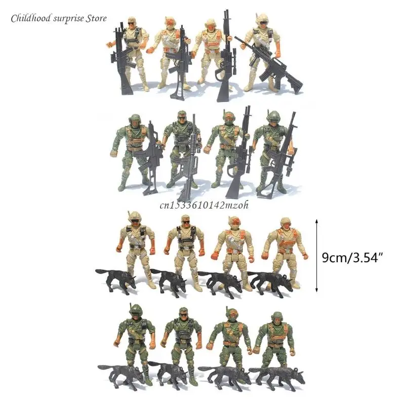 8 sztuk zabawkowych żołnierzyków ruchome stawy figurki tworzywa sztuczne armia mężczyźni żołnierz wojskowy 4in Dropship