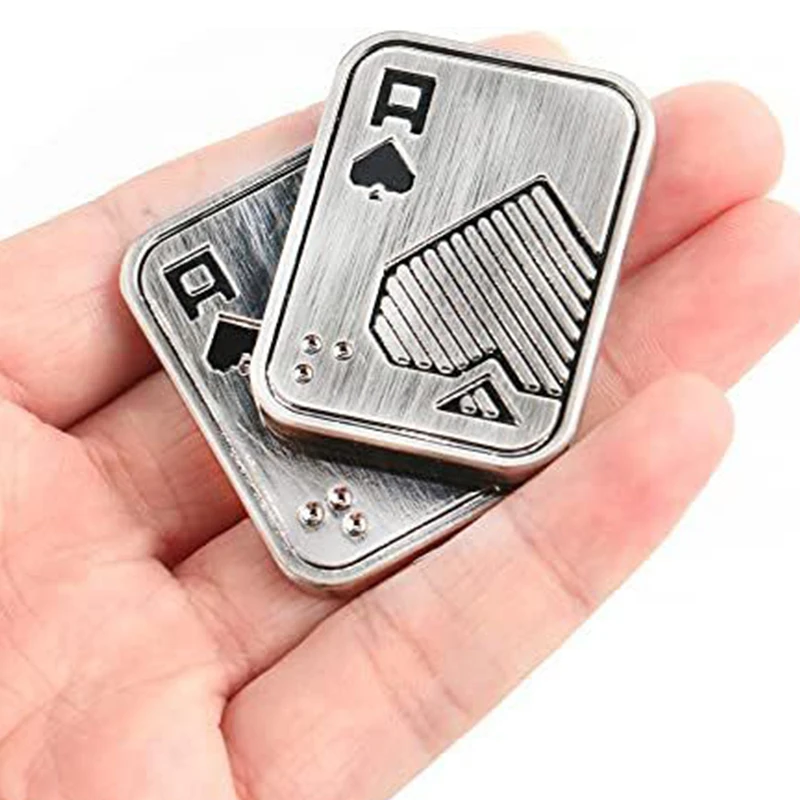 Metal Push Slider Fidget Spinner Fingertip Gyro Spinning Top EDC Metal Antistress Toy Poker Stress Relief Toys for Adults Gifts