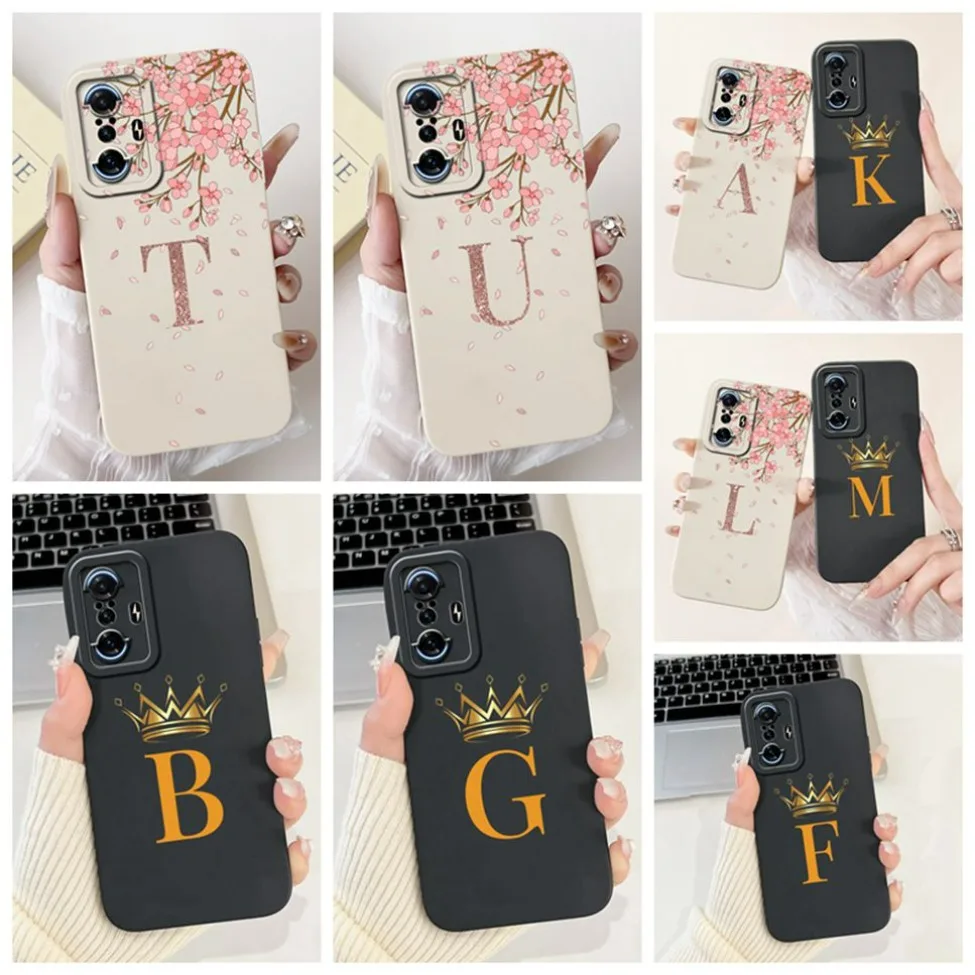 Para Redmi K40 K40Pro K40Gaming Funda de lujo con letras de moda corona de flores contraportada para K40 Pro Redmi K40 Funda de teléfono para juegos Funda