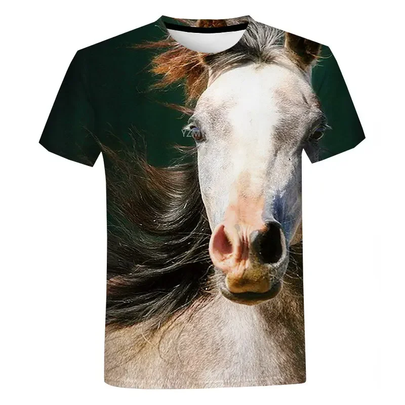 Summer 3d Horse Print Ladies Clothing Top Women O-neck Harajuku Tee Shirt Casual Streetwear Short Sleeve Tshirt