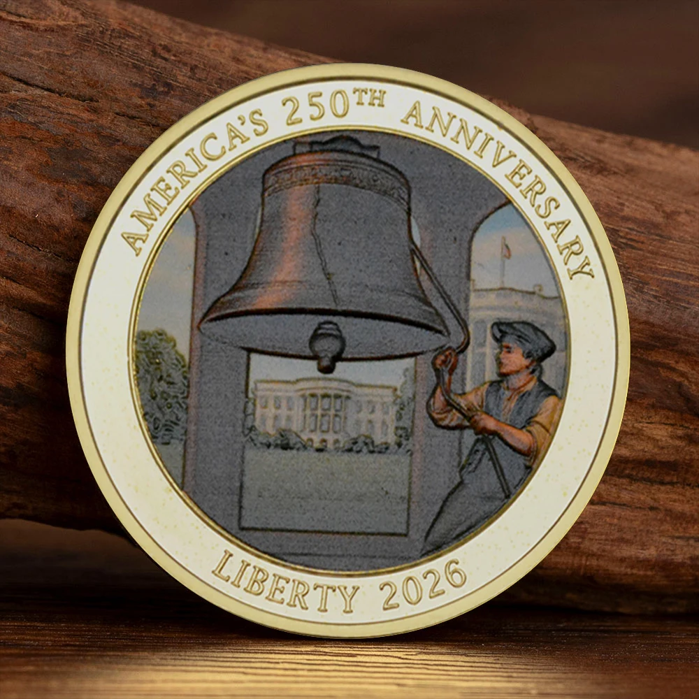 America's 250th Anniversary Gold Plated Souvenir Coin Liberty 2026 Independence Day Collecting Coins Medal Badges