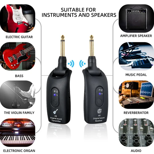 Imagen 2 del producto Receptor inalámbrico de guitarra eléctrica, sistema inalámbrico de guitarra de 2,4 GHz, pastilla, accesorios universales electroacúticos para Instrumentos Musicales