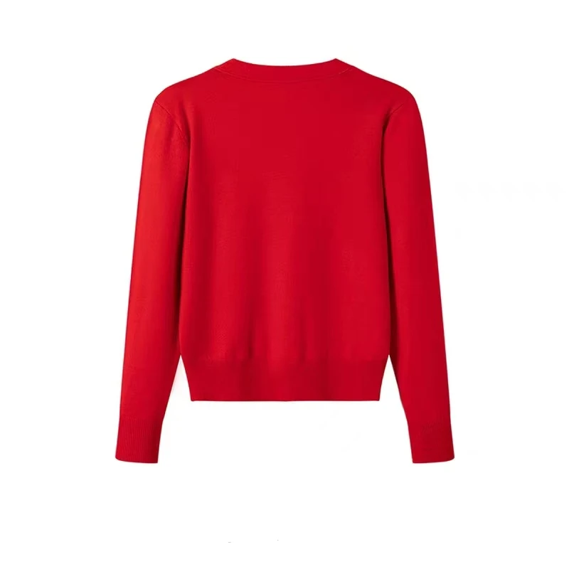 Cappotto cardigan lavorato a maglia da donna taglie forti tinta unita rosso inverno casual scollo a V manica lunga maglione lavorato a maglia all'uncinetto top femminile