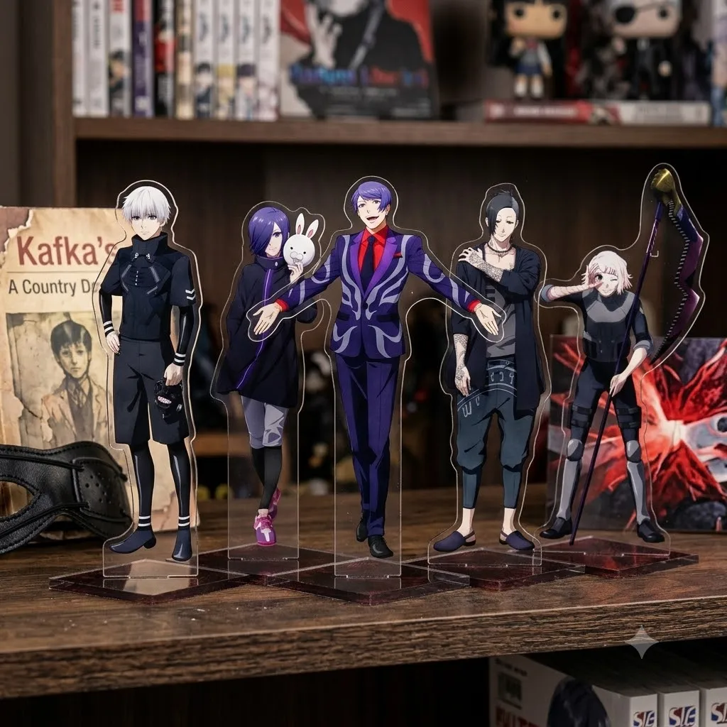 Hot Anime Tokyo Ghoul Acrylic Stand Figure Desktop Decoration Collectible Ornament Cartoon Character Model Gift Fans Keychain