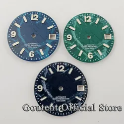 Goutent 29mm Blue Green Black Sterile Watch Dial Green Luminous Fit NH35 NH36 Movement Watch Face