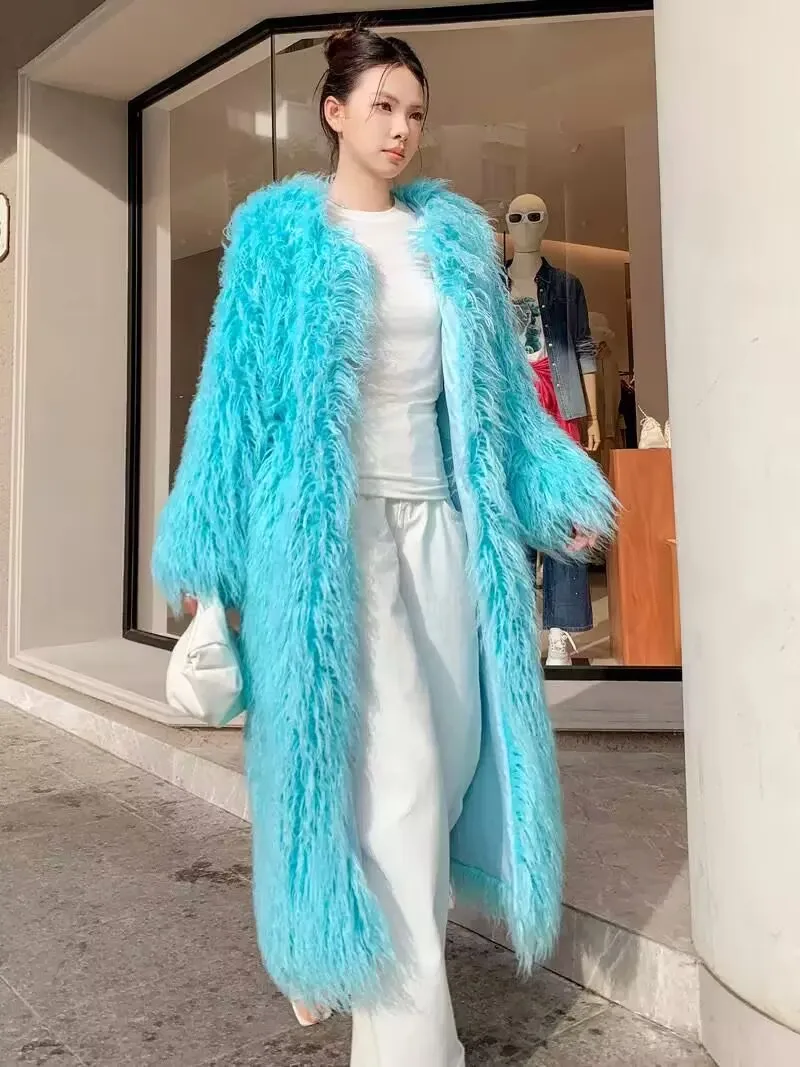 ZADORIN Luxury Long Fluffy Warm Faux Mongolian Fur Coat Woman Colorful Faux Fur Jacket Winter Outerwears New in Coats & Jackets