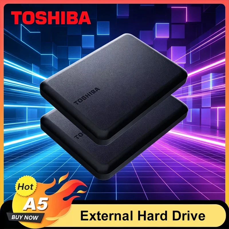 

Toshiba A5 Series Small Black Portable Hard Drive High-Speed USB 3.2 Gen1 500GB/1TB/2TB/4TB Compatible With Mac