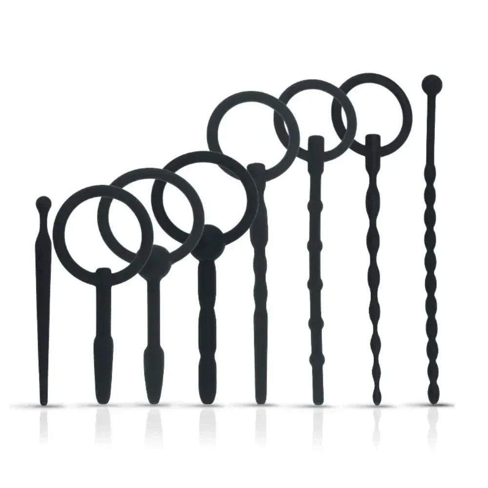 8 أحجام لينة سيليكون مجرى البول موسع الحصان العين عصا القضيب قضيب الذكور الاستمناء انسداد محفز القسطرة الجنس لعب للرجال