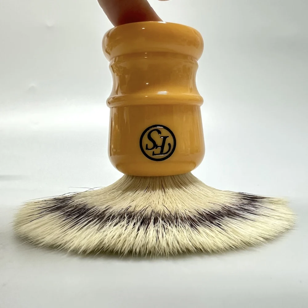 FS-24mm G9 Fan Synthetic Fiber Shaving Brush, Butterscotch Color Handle, Best for Traditional Wet Shaving,Barber Daily Use