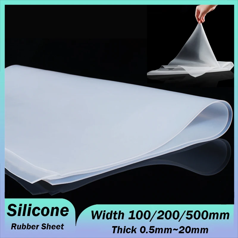 

White Soft Silicone Rubber Sheet Clear Translucent High Temp Mat Plate Thick 0.5mm~20mm Various Size Width 100mm 200mm 500mm