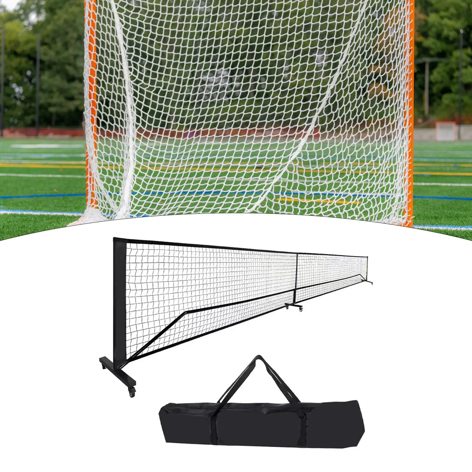 

Portable Pickleball Net System with Wheels Regulation Size Net for Outdoor Training and Recreational Use