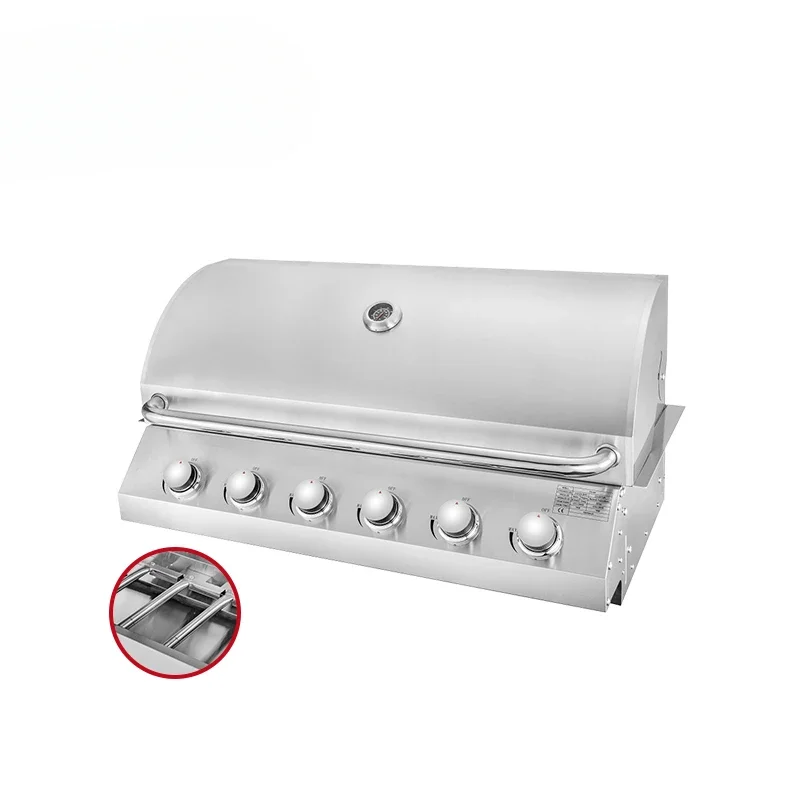 

Outdoor Kitchen Modular Stainless Steel 304 Barbecue 6 Burner Built in Indoor Bbq Grill Gas