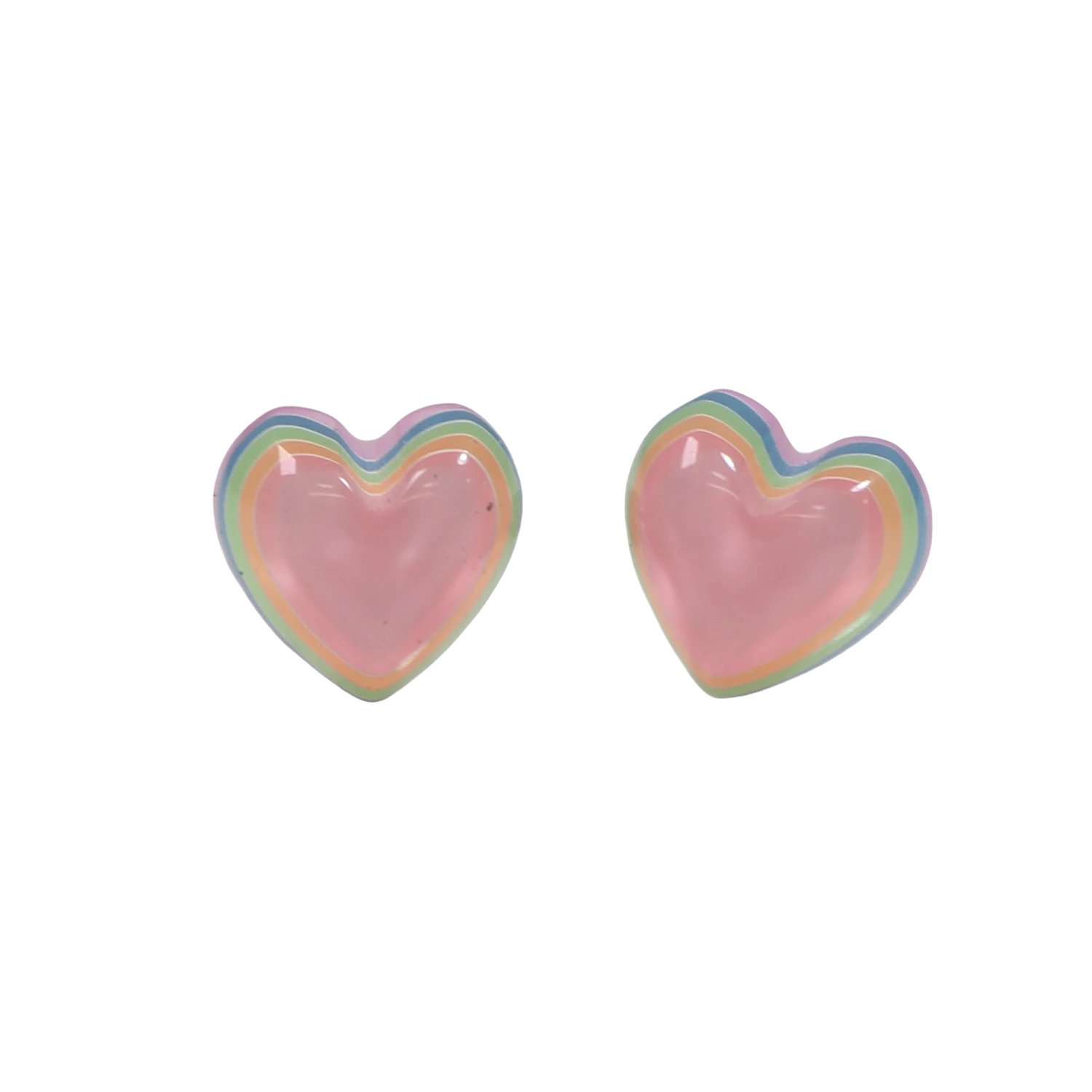 Cute Pink Heart Acrylic Stud Earrings Sweet Candy Color Dainty Jewelry Gift for Women Girls Kawaii Lovely Accessories