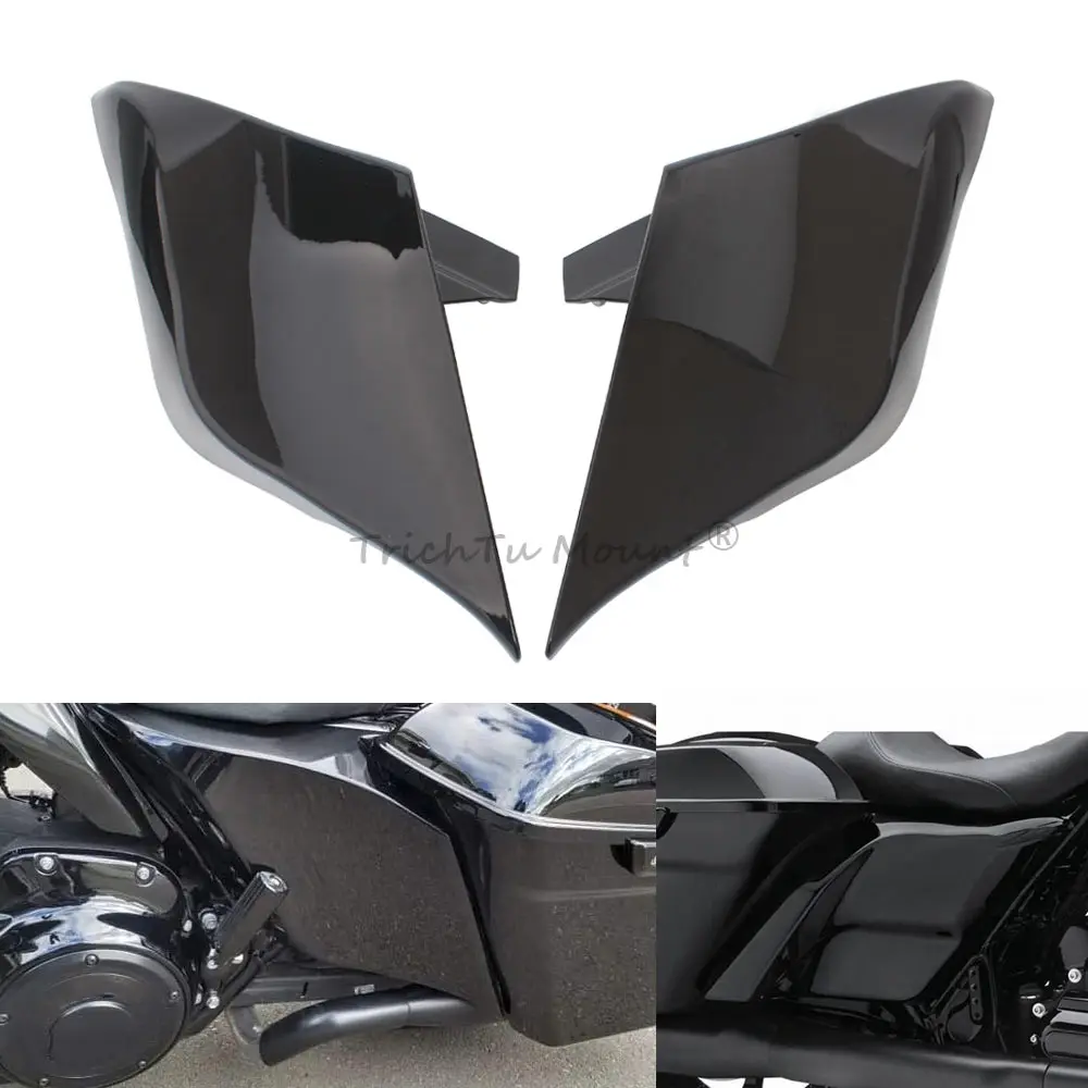 

Комплект удлиненных боковых накладок на седельные сумки для мотоциклов Harley Road King Electra Road Glide CVO 2009-2013, черные, из АБС-пластика