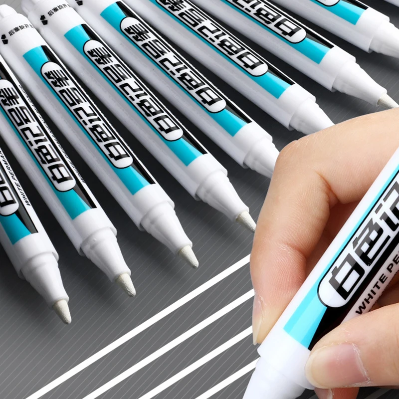 0.7/1.0/2.5mm Waterproof White Marker Pen  Paint Tread Environmental Pens Car Tire Painting Graffti Stationery School Supplies