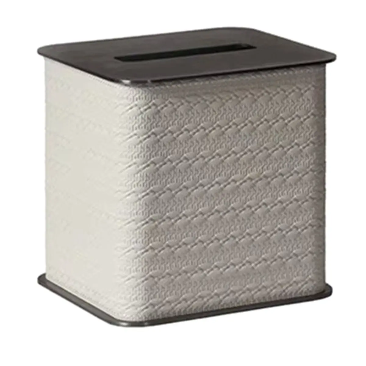 FTGT NEW Light Luxury Stainless Steel Tissue Box Wooden Leather Tissue Box Household Living Room Tissue Holder Home Decoration A