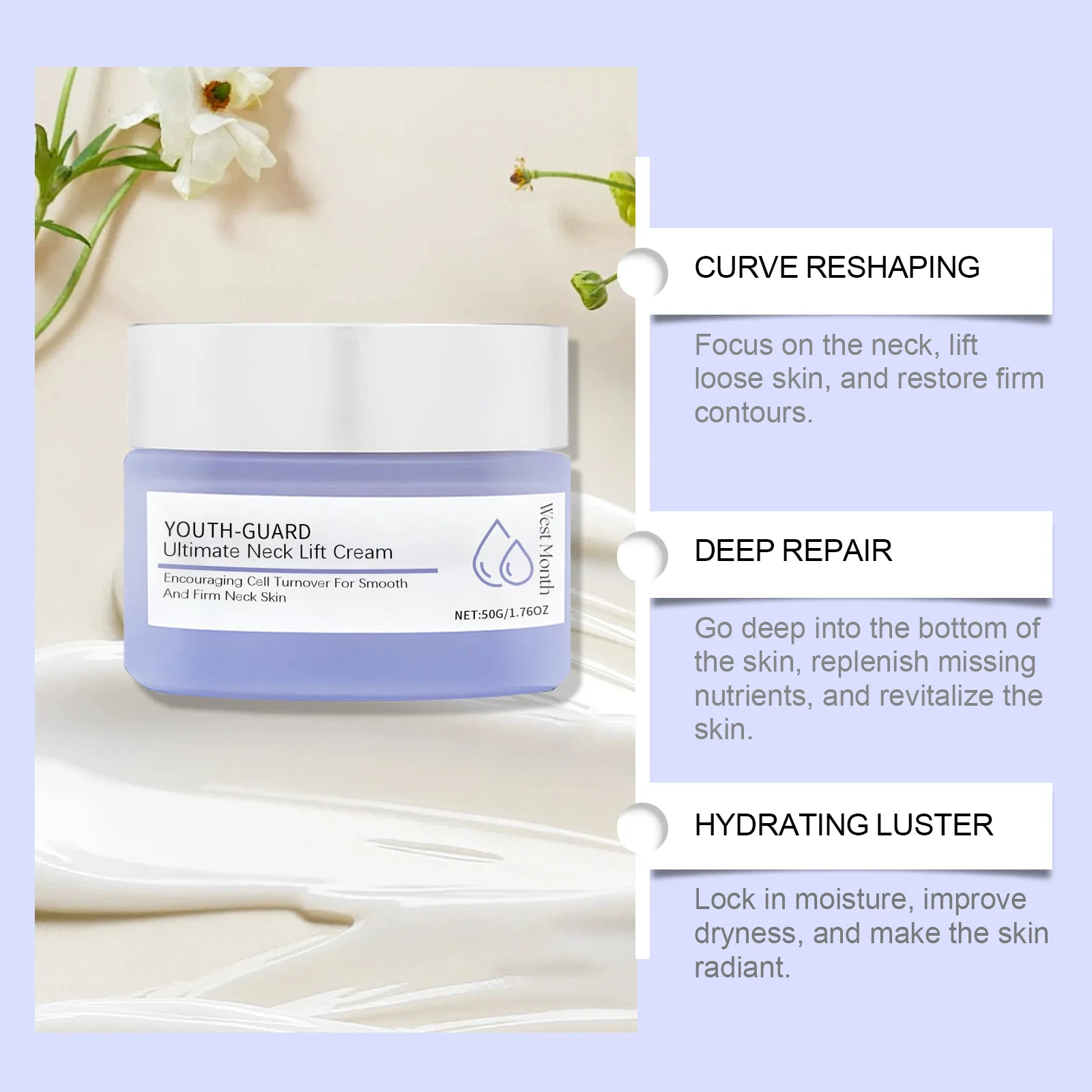 Neck Lift Cream Eliminate Neck Fine Lines Deeply Moisturizing Hydrate Firming Tightening Rejuvenation Nourishing Neck Care Cream