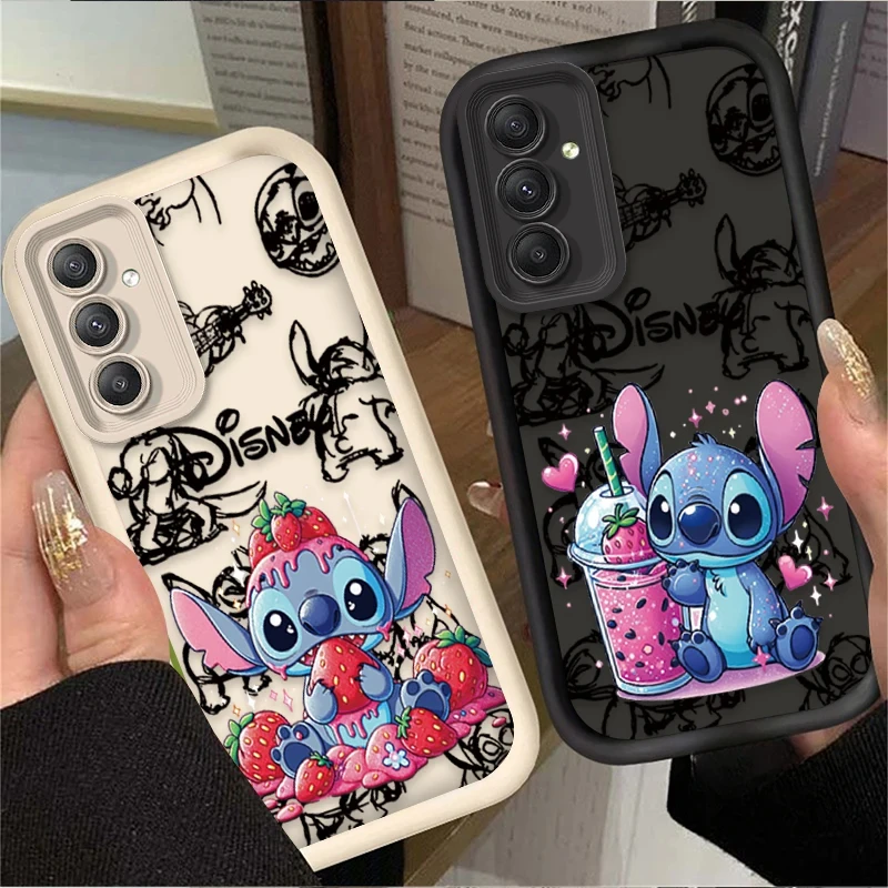 Disney Stitch Strawberry Phone Case For Samsung Galaxy A14 A15 5G S21 S22 S23 S24 FE Plus Ultra A25 A35 A52 A53 A54 A55 5G Cover