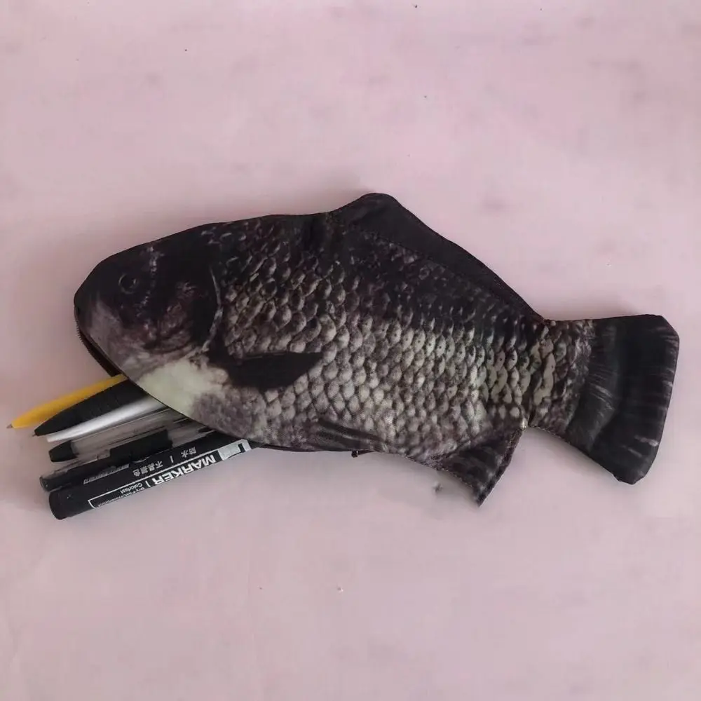 Waterproof Simulation Fish Shape Pen Bag Clownfish Cute Design Fish Pencil Case Funny Carp Stationery Storage Bag Student
