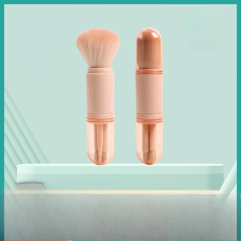 4 in 1 มินิน่ารักแปรงแต่งหน้าแปรงแต่งหน้าท่องเที่ยวชุด Retractable Professional Foundation Blending Powder แปรงอายแชโดว์