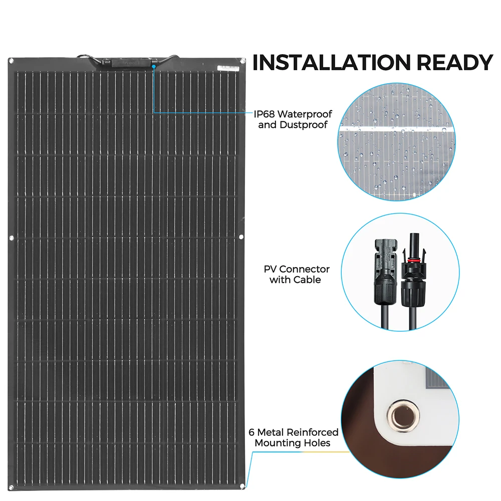 XINPUGUANG Flexible Solar Panel OR Monocrystalline Solar Panels Kit kit Off- Grid System 1000W, 600W,400W,200W,100W Solar Cell