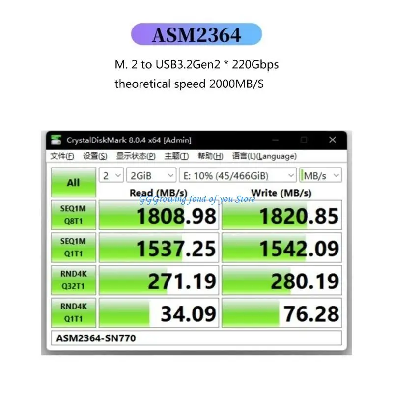 H9EB 20GBPS ASM2364 M.2 NVME Caso SSD Aluminio M.2 Caso SSD ASM2364 para 2230 2242