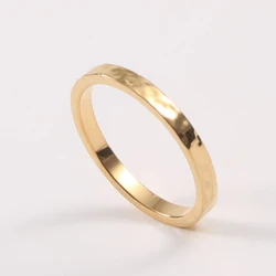 Hammer Pattern Gold Color Ring for Women Stainless Steel Ring Non Tarnish Waterproof Jewelry