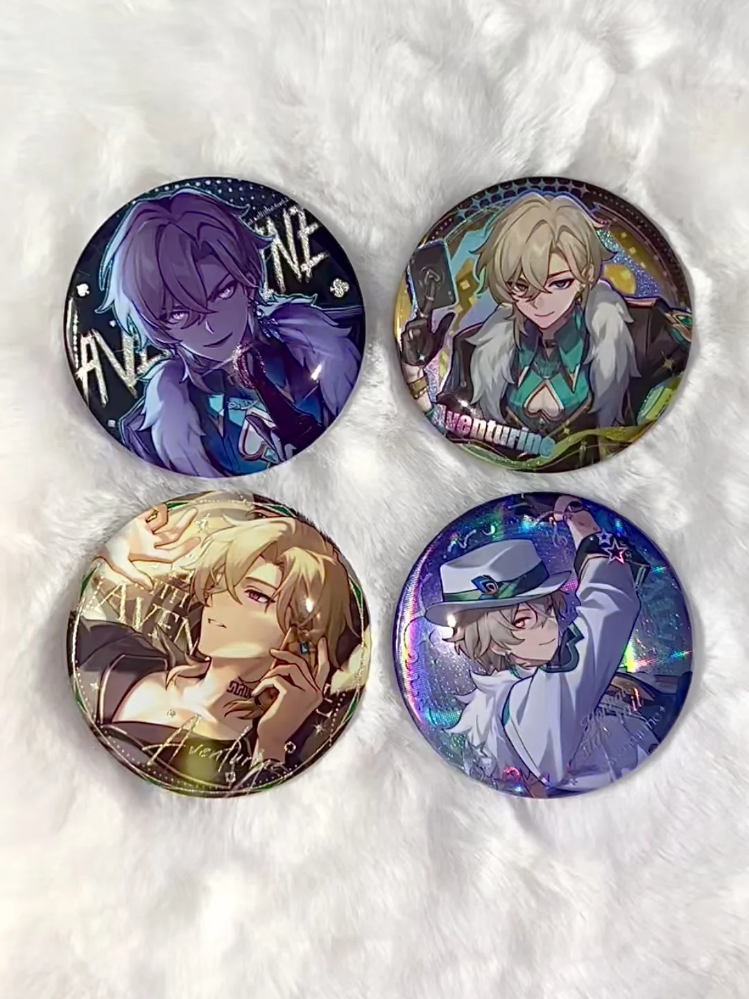 

Game Honkai Star Rail Laser Pins Kafka Jingliu Aventurine Robin Cosplay Double 75mm Laser Flash Badge Itabag Decor Brooches