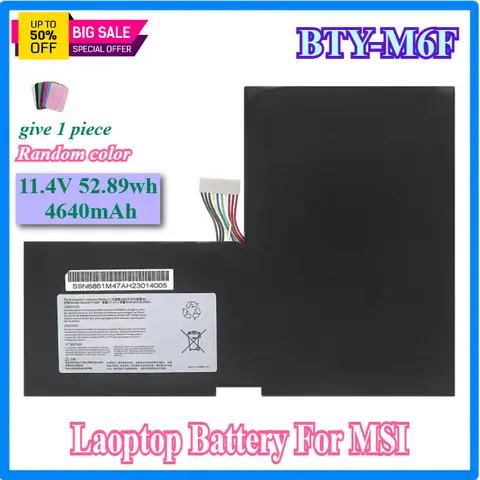 BTY-M6F Batteria Laoptop Per MSI GS60 2QC 2QE 2PM 2PC 2PL 6QC PX60 6QE 6QD MS-16H2 MS-16H4 11.4V 4640mAh Consegna Veloce