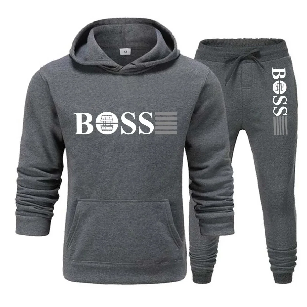 2 Pieces Sets Tracksuit Hooded Sweatshirt +Drawstring Pants Male Sport Hoodies Running Sportswear Men Women Brand Autumn Winter