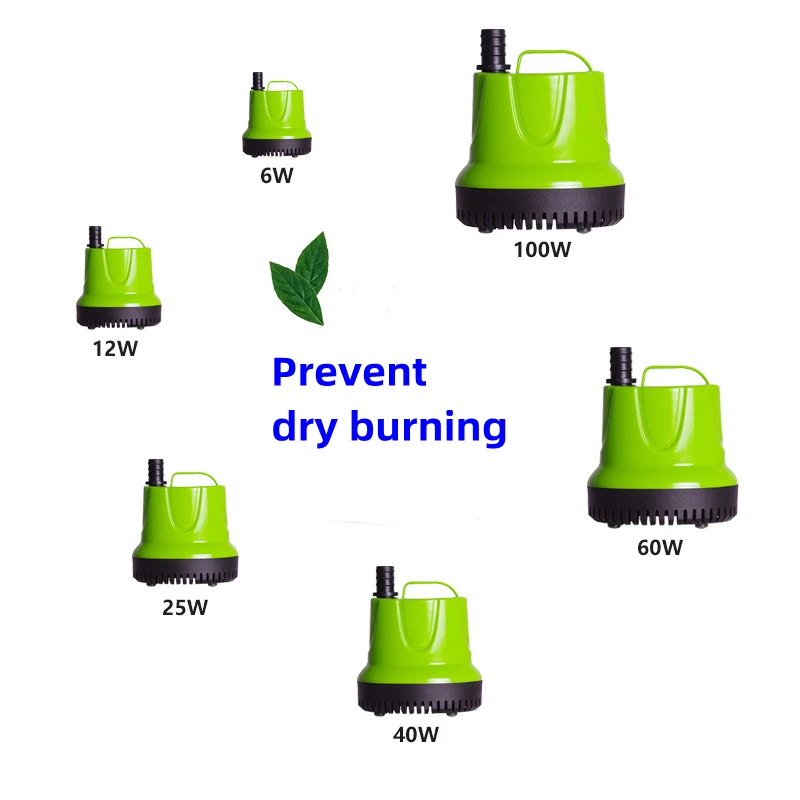 6W/12W/25W/ 40W/ 60W/ 100W 50Hz Pompa wodna Zbiornik na ryby Zanurzalna bardzo cicha pompa Fontanna Akwarium Staw Wylewka Pompa z funkcją