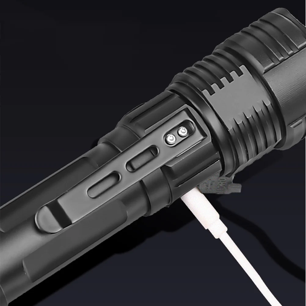 

1Pcs Multi-Function LED Flashlight Durable Aluminum Alloy USB Rechargeable Adjustable Zoom Camping Hiking Hunting Outdoor Torch