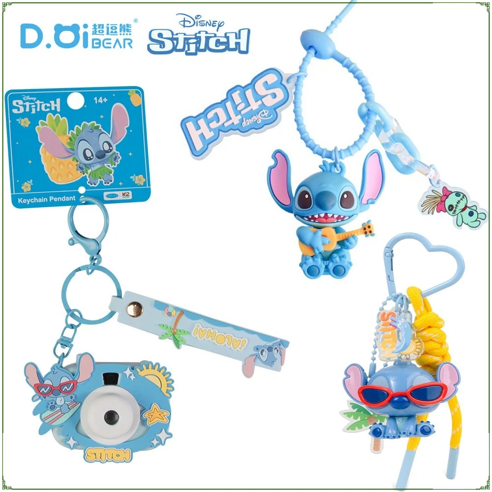 New Genuine Stitch Hand Rope Series Keychains Cute Cartoon Toys Pendants Keyrings Car Key Chains Accessories Kids Holiday Gifts