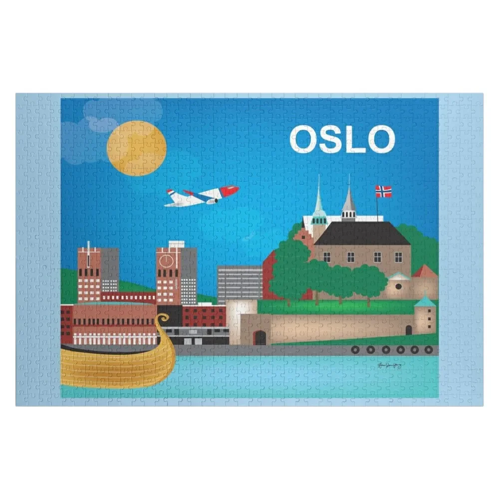 Quebra-cabeça brinquedos para crianças e adultos, Noruega, ilustração do horizonte por pétalas soltas, madeira personalizada, adultos, brinquedo do bebê