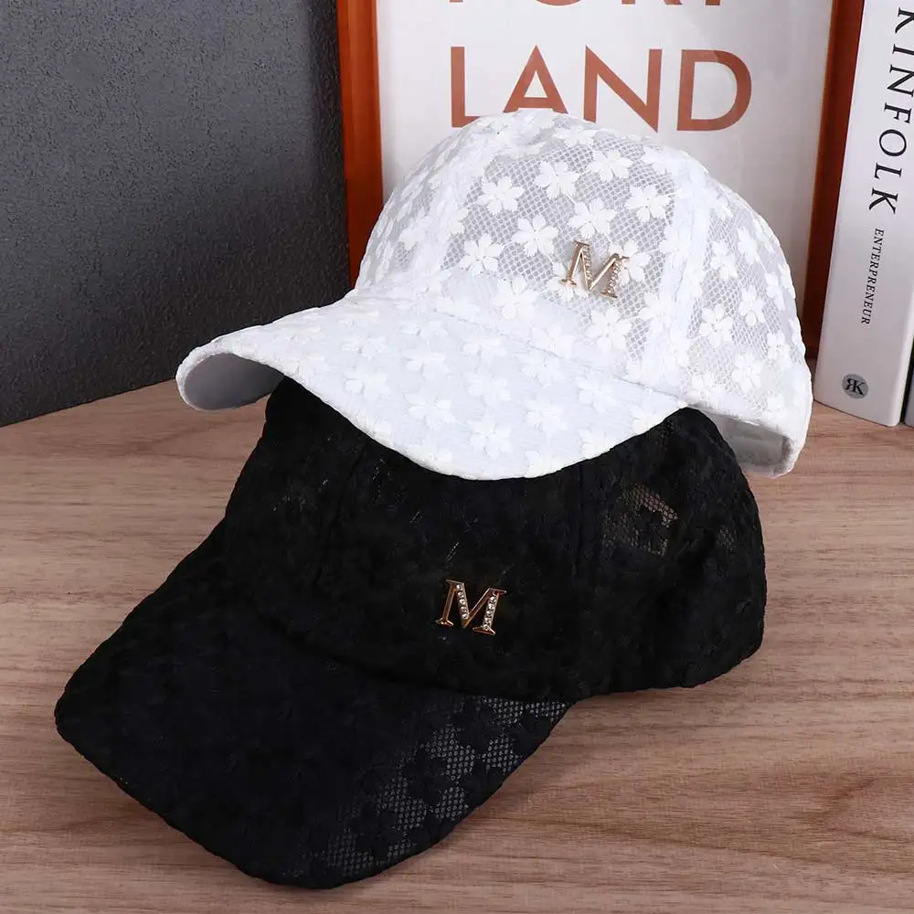 Fashion Women Lace Breathable Mesh Baseball Cap Embroidery Flower Summer Cap Snapback Hat Visor Cap