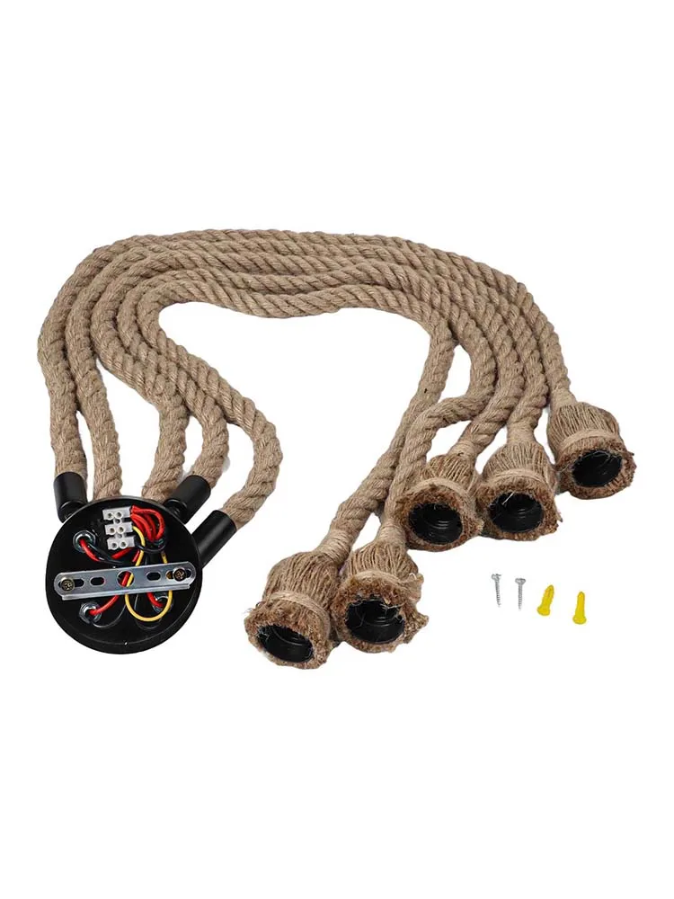 lamp-twine-chandelier-none-e27-earth-yellow-hand-woven-ip20-industrial-led-retro-screw-fixing-wiring-brand-new