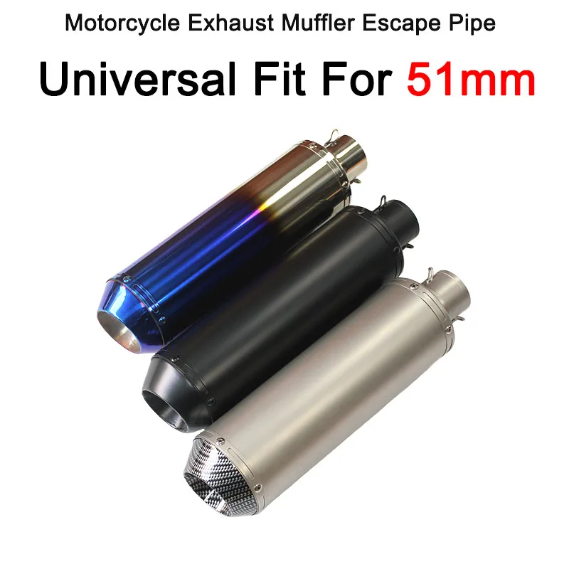 

Универсальный мотоциклетный глушитель 51 мм из нержавеющей стали без глушителя для z900 R3 R25 MT07 MT09 R1 Z400 Z650