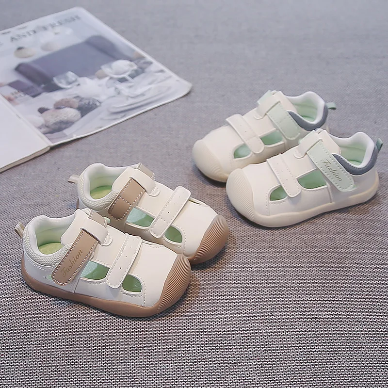 First Walker Kids Walking Sandals 2026 New Summer Toddler Leather Cage Sandals Non-slip Simple Chic Versatile Outdoor Play Shoes