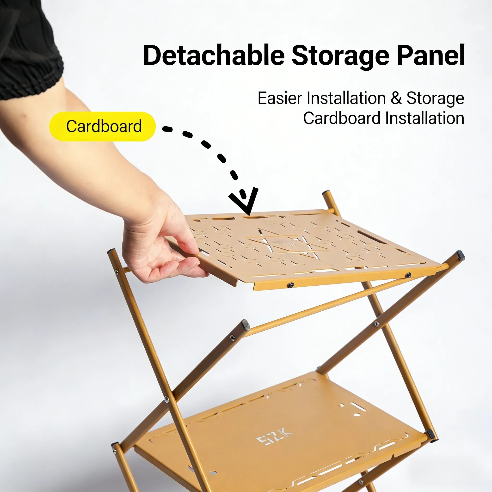 

MOUNTAINHIKER Three-tier Rack Outdoor Storage Shelf Folding Shelf Portable Camping Picnic BBQ Storage Rack Garden Foldable Table