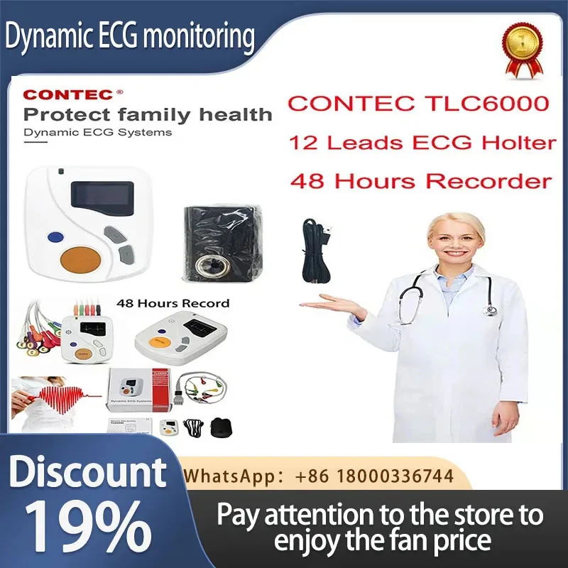 

CONTEC Dynamic 12 Leads ECG Holter Systems 48 Hours Recorder,2GB Card,​Analyzer Software(Download Online) TLC6000