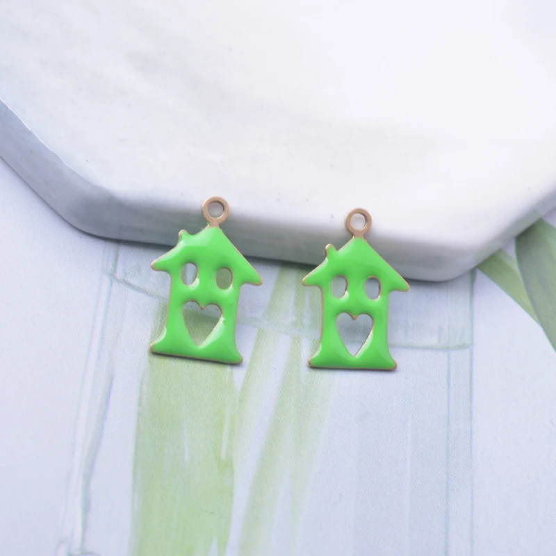 30 Stück Kupfer beidseitig emaillierte Liebeshaus-Anhänger, lila Emaille, kleine Anhänger für DIY-Halsketten und Armbänder, Zubehör im Großhandel – Detail 3