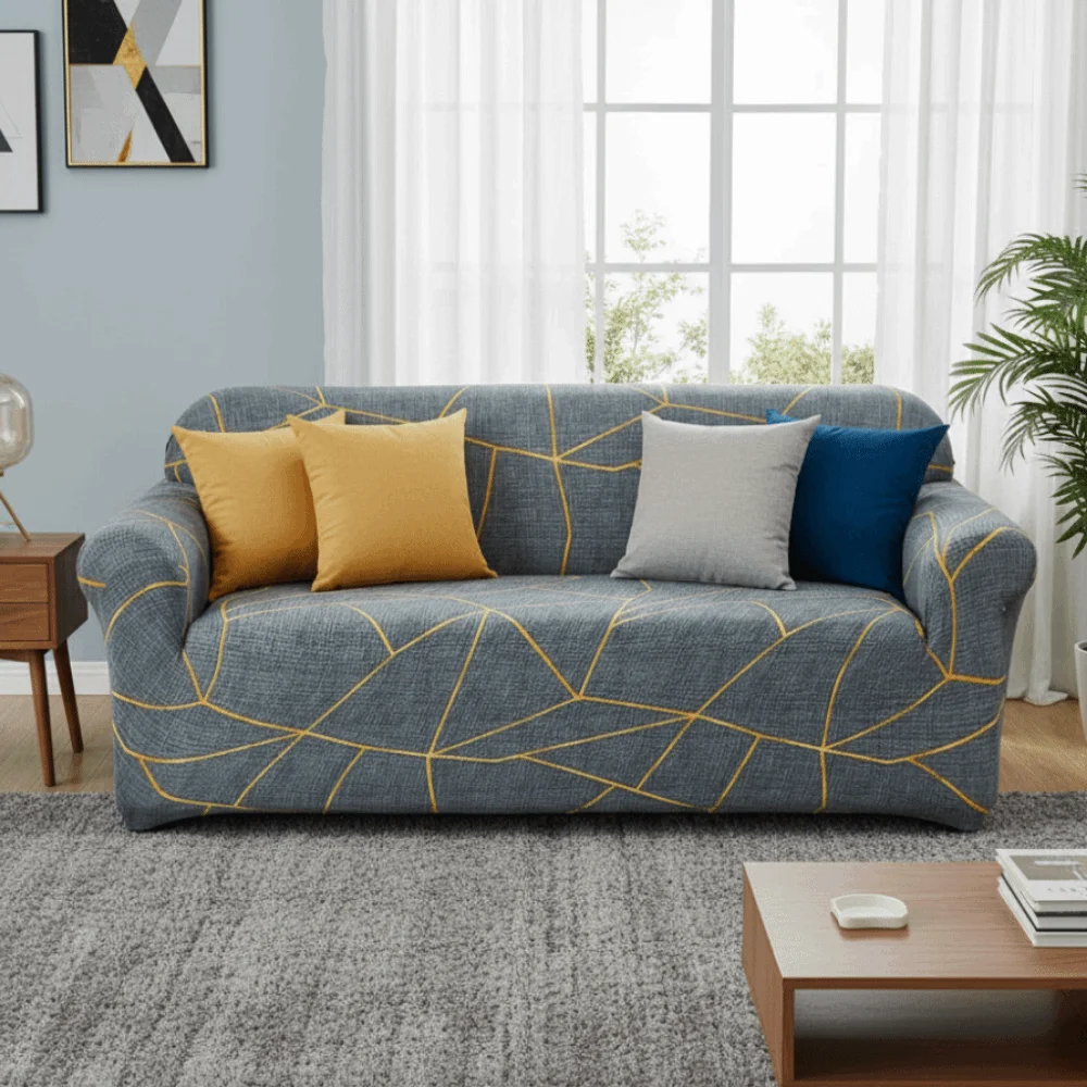 

Dust Cover High Elasticity Sofa Cover Print Design Washable Couch Cover Removable Breathable Sofa Slipcover Bedroom