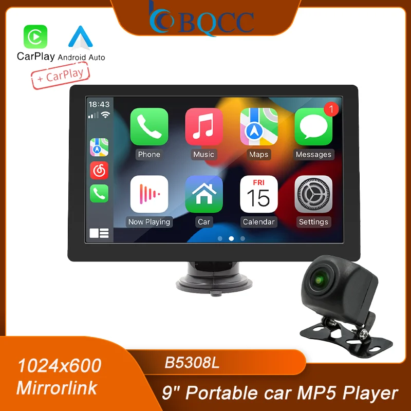 

BQCC B5308L 9" IPS Screen Portable car MP5 Player wireless Android AUTO CarPlay Mirrorlink BT TF FM USB AUX Input Car Stereo