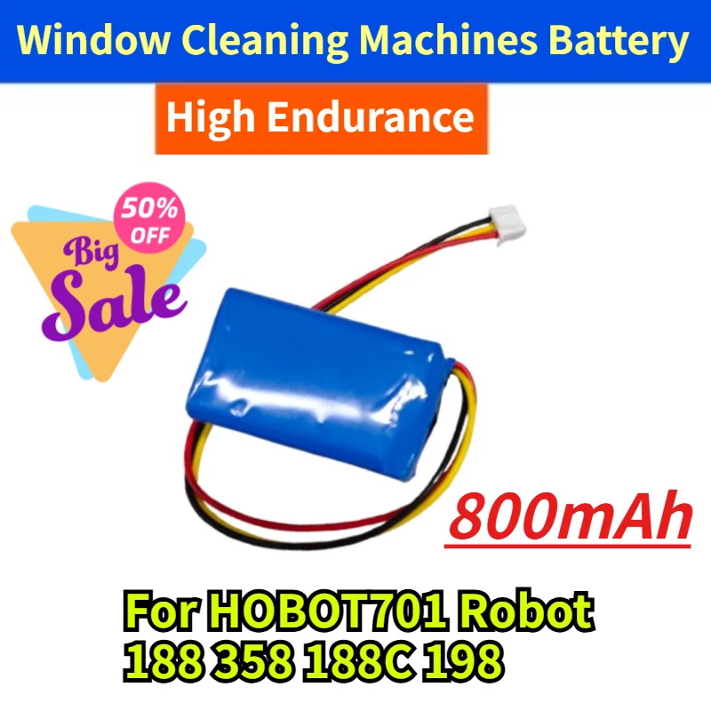 

800mAh High Endurance Window Cleaning Machines Battery for HOBOT701 Robot 188 358 188C 198