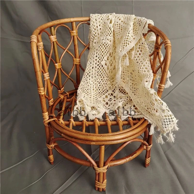 Newborn Photography Props Retro Rattan Basket Chair Infant Photo Prop Baby Girl Boy Posing Bed Photography